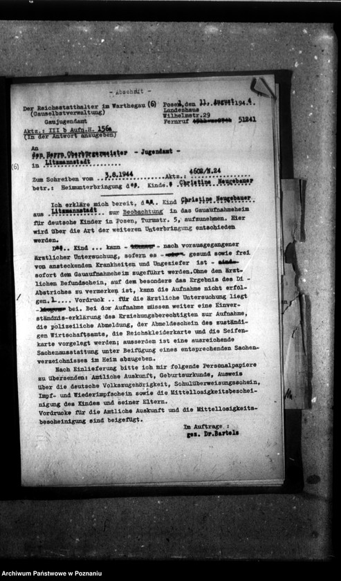 Obraz 5 z jednostki "[Akta personalne wychowanka Christine Neugebauer, ur. 11 V 1934]."
