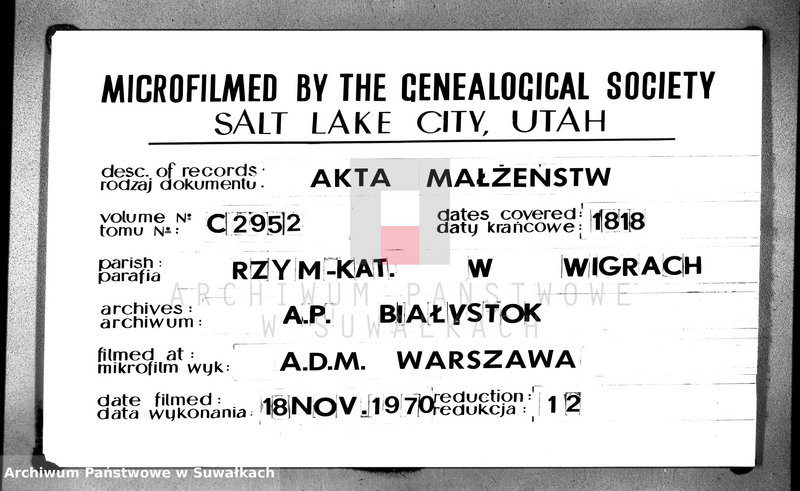 image.from.unit.number "Akta małżeństwa gminy wigierskiey od 1-go stycznia 1818 do dnia ostatniego grudnia tegoż roku 1818"