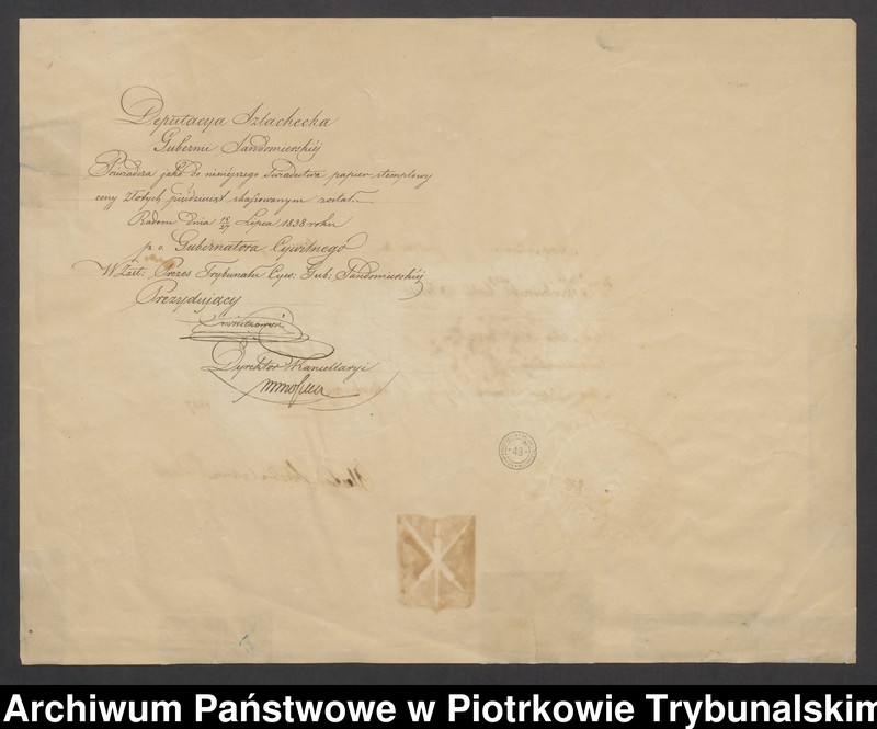 image.from.unit.number "Heroldia Królestwa Polskiego - dokument potwierdzający szlachectwo Feliksa Skórkowskiego herbu Jelita"