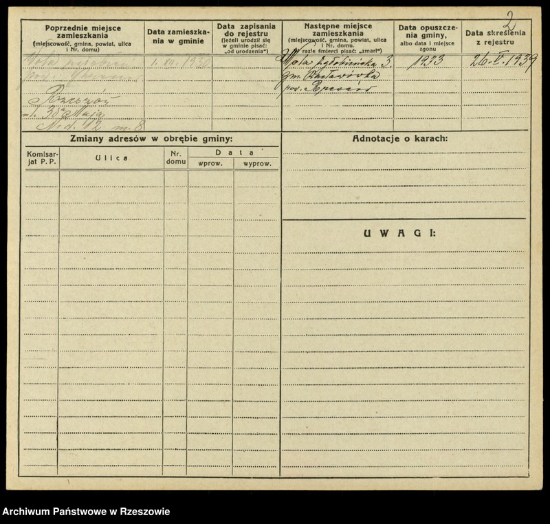 Obraz 4 z jednostki "Kartoteki kontroli ruchu ludności Litera: K"