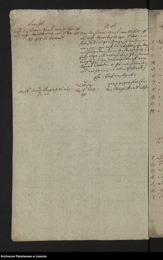 Obraz 5 z jednostki "[Akta und tabellarische Nachweisung der im Jahre 1797 allhier in Lissa neu erbauten Häuser in Bezug auf die Zirkularverfügung vom 12 November 1796 und 30 Dezember 1795 nebst Bericht]"
