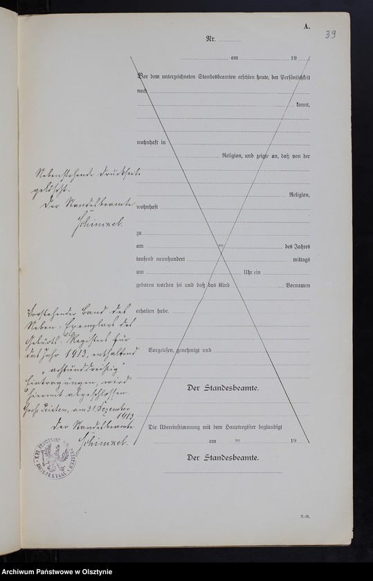 image.from.unit.number "Geburts-Neben-Register Nr 1 - 38 [Księga urodzeń- wtóropis ]"