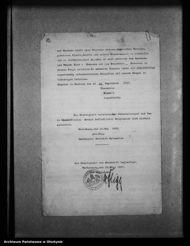 image.from.unit.number "Wartenburg /Stadt, Hospital, Kloster, Pfarrkirche, Erzpriesterei, Strafanstalt, Schule/ Wuttrienen [rysy historyczne]"