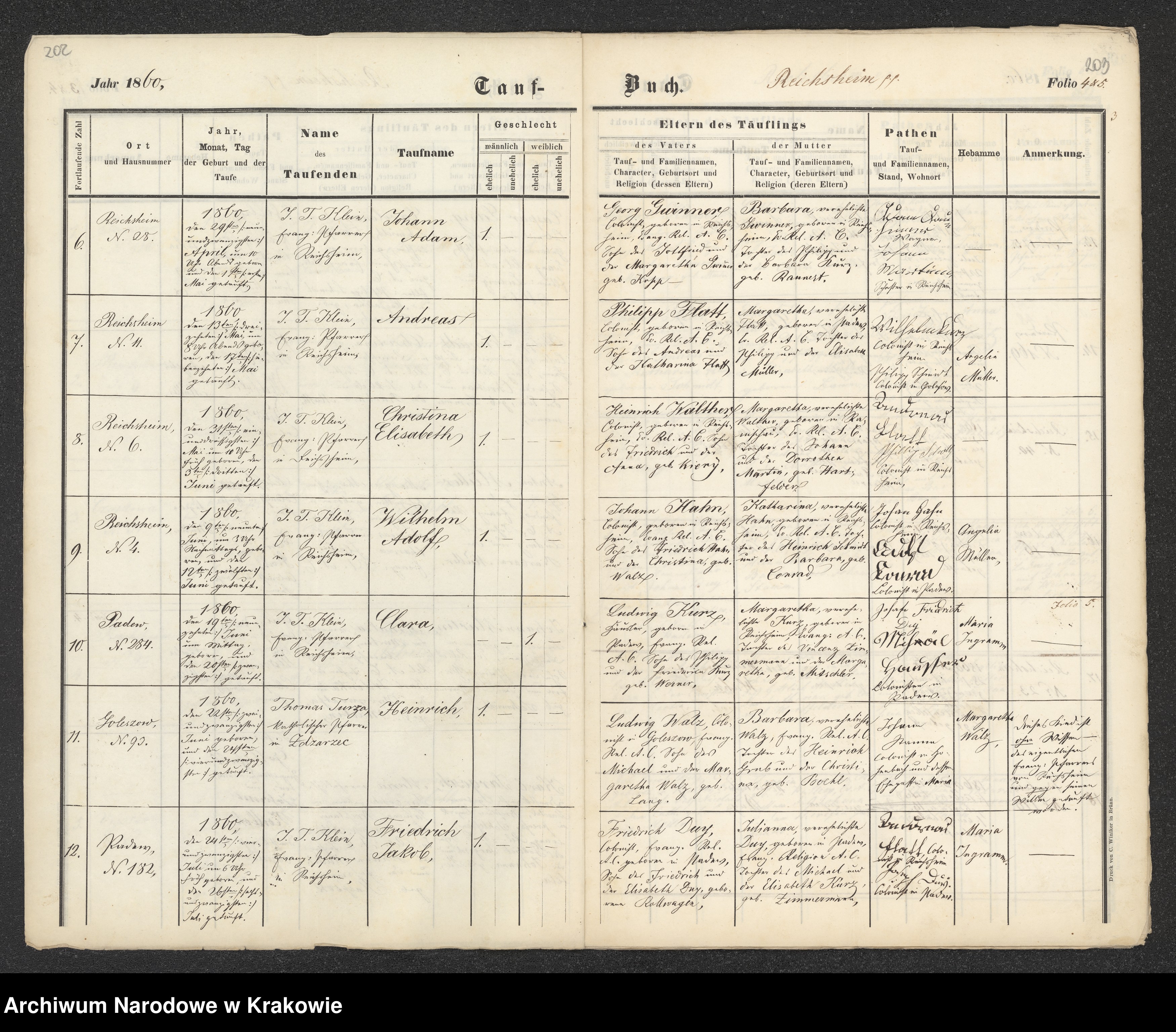 Skan z jednostki: Akta stanu cywilnego (Hohenbach, Reichsheim)