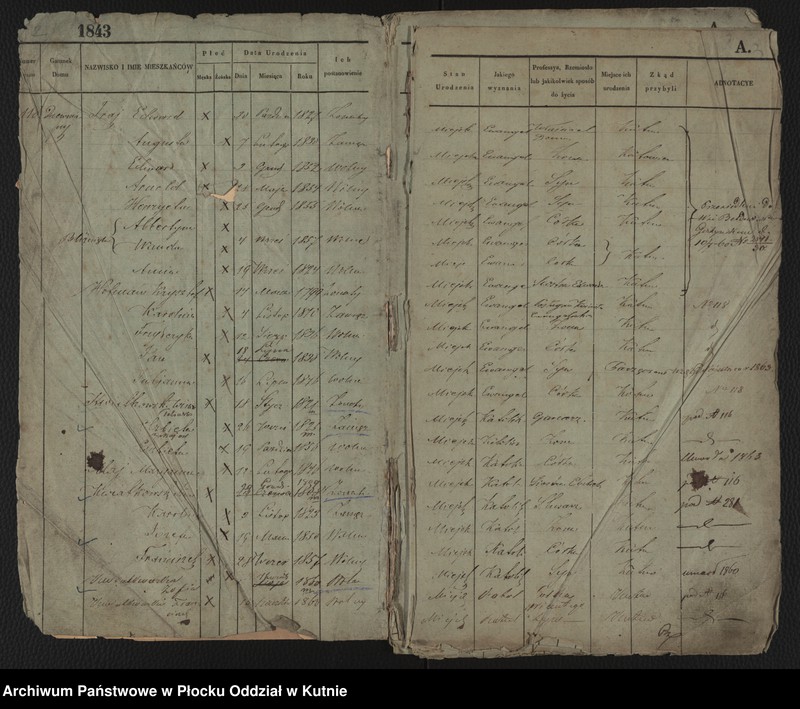 image.from.unit.number "Rejestr ludności miasta Kutna z XIX wieku"