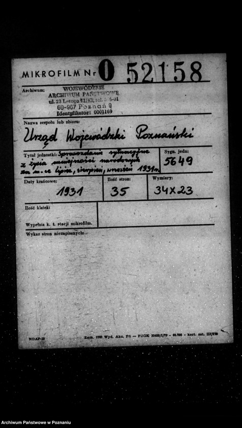 Obraz 2 z jednostki "Sprawozdania sytuacyjne z życia mniejszości narodowych za miesiące lipiec, sierpień, wrzesień 1931 r."