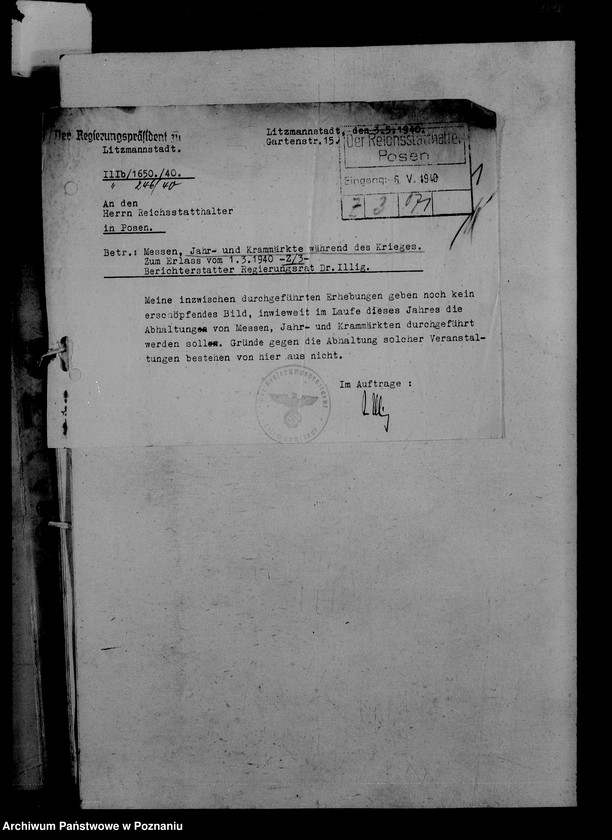 Obraz 5 z jednostki "Korespondencja w sprawie odbywania targów i jarmarków w okresie wojny"