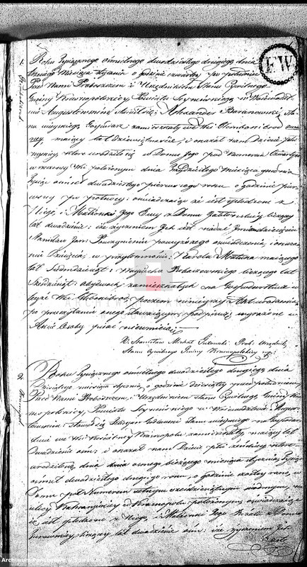 image.from.unit.number "Akta Urodzonych Gminy Krasnopolskiey R-ku 1822. Powiat Seyneński Województwa Augstowskiego."