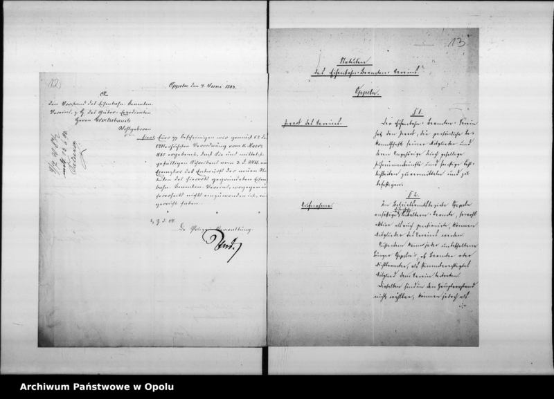 Obraz 15 z jednostki "Acta des Magistrats zu Oppeln betreffend Statuten des Eisenbahn - Beamten-Vereins Vol. I"