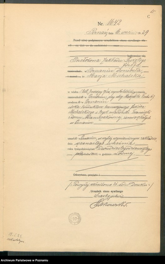 Obraz 17 z jednostki "Księga miejscowa zgonów tom IV [Rejestr główny zgonów]"