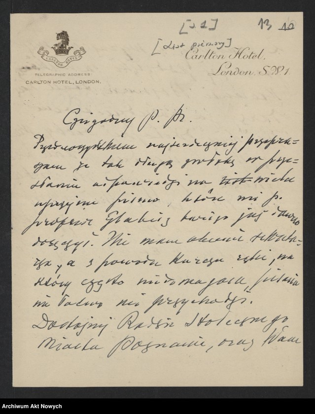 image.from.unit.number "Władze miejskie m. Poznania; Załączniki: a) zaproszenia; b) telegramy C. Ratajskiego (prez. m. Poznania) do E. B. Wilson (żony prez. W. Wilsona) i gen. Pershinga (rękopisy I. Paderewskiego dla C. Ratajskiego); c) telegramy E. B. Wilson, gen. I. Pershing