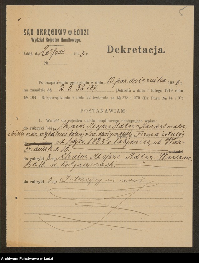 Obraz 7 z jednostki "M.Ch.Adler- handel mąką i zbożem"