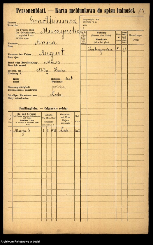 Obraz 14 z jednostki "[Spis ludności Łodzi] Gmerczyńska - Gogul"