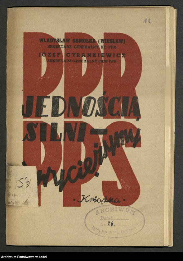 Obraz 13 z jednostki "Przemówienia Władysława Gomułki [oraz] życiorysy [Bolesława Bieruta, Władysława Gomułki, Edwarda Osóbki - Morawskiego i Michała Żymierskiego]"
