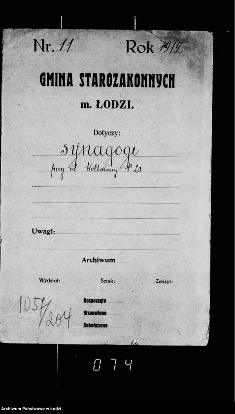 Obraz 4 z jednostki "Akta dotyczące synagogi przy ul. Wolborskiej nr 20"
