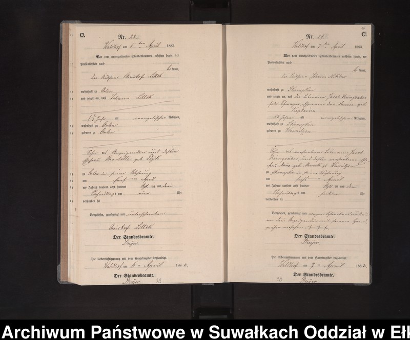 Obraz 19 z jednostki "Sterbe-Neben-Register des Königlich Preussischen Standes-Amtes Orlen Kreis Loetzen"