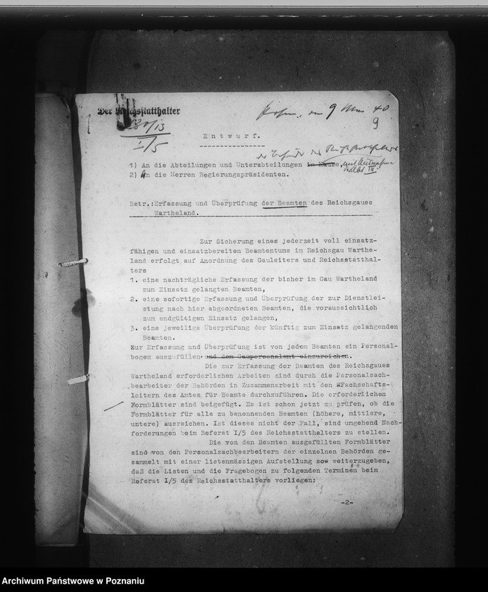 Obraz 13 z jednostki "Erfassung und Überprüfung der Beamten"