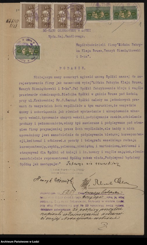 Obraz 3 z jednostki "Łódzka Fabryka Kleju – Brus, Henryk Siemiątkowski i S-ka"