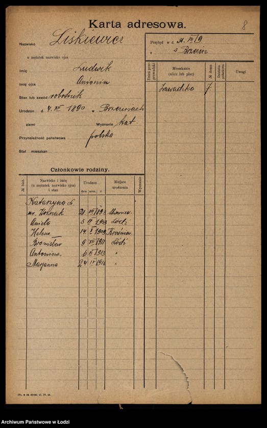 Obraz 10 z jednostki "[Spis ludności Łodzi] Liszkiewicz - Litke"