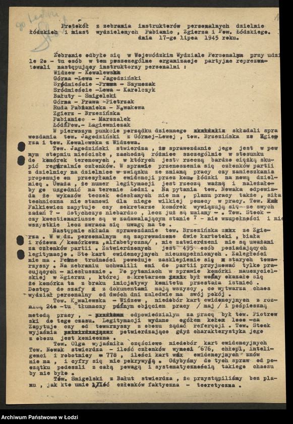 Obraz 11 z jednostki "Protokoły narad instruktorów [personalnych] komitetów powiatowych i miejskich [z załącznikami]"