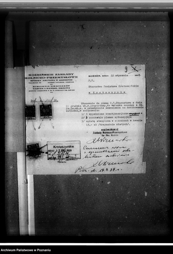 image.from.unit.number "Zatwierdzenie projektu budowy i urządzenia zakładu przemysłowego /Fabryki Płatków Ziemniaczanych i tartaku/ w Koźminie własność Koźmińskie Zakłady Rolniczo-Przemysłowe Spółka Akcyjna"