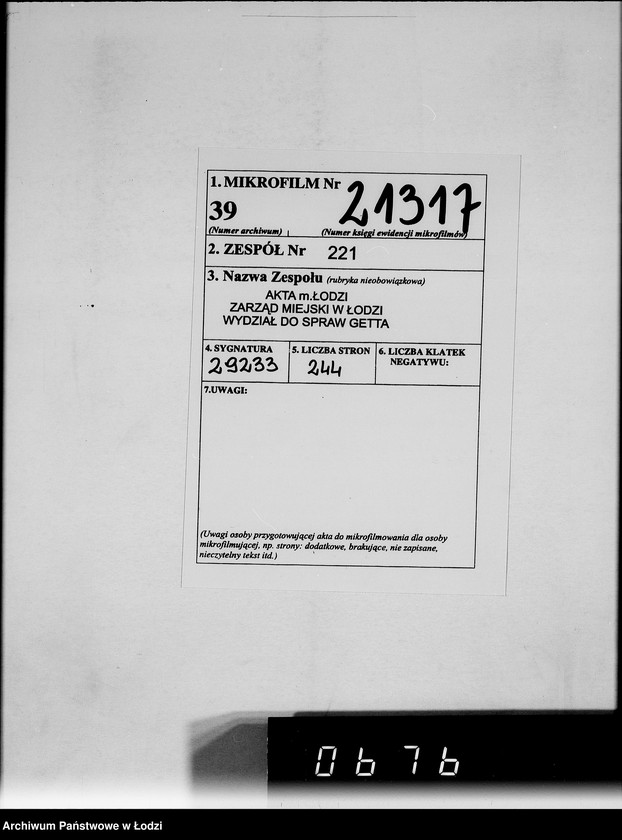 Obraz 2 z jednostki "Aktennotizen und Berichte [dotyczące spraw ogólnych Getta w Łodzi oraz jego utworzenia]"