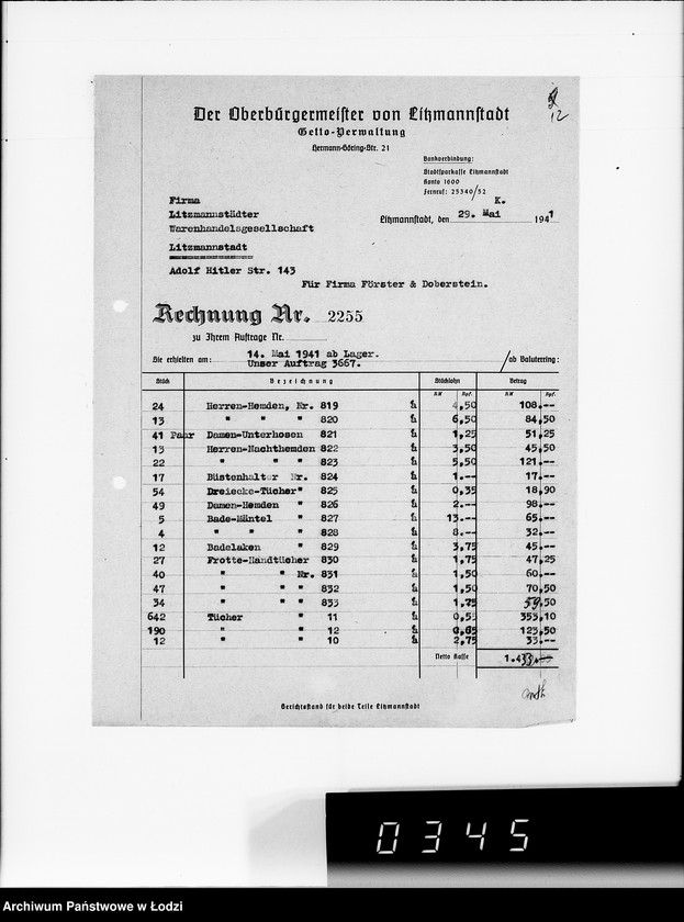 Obraz 16 z jednostki "Aufträge Litzm. Warenhandelsgesellschaft"