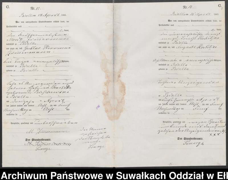 image.from.unit.number "Sterbe-Haupt-Register des Königlichen Preussischen Standes-Amtes Bialla Kreis Johannisburg"