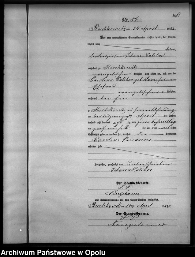 image.from.unit.number "Geburts-Neben-Register Standesamts Roschkowitz pro 1882"