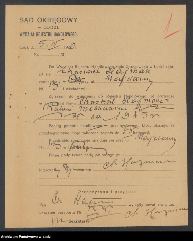 Obraz 3 z jednostki "Chaskiel Hajman- tkalnia mechaniczna"