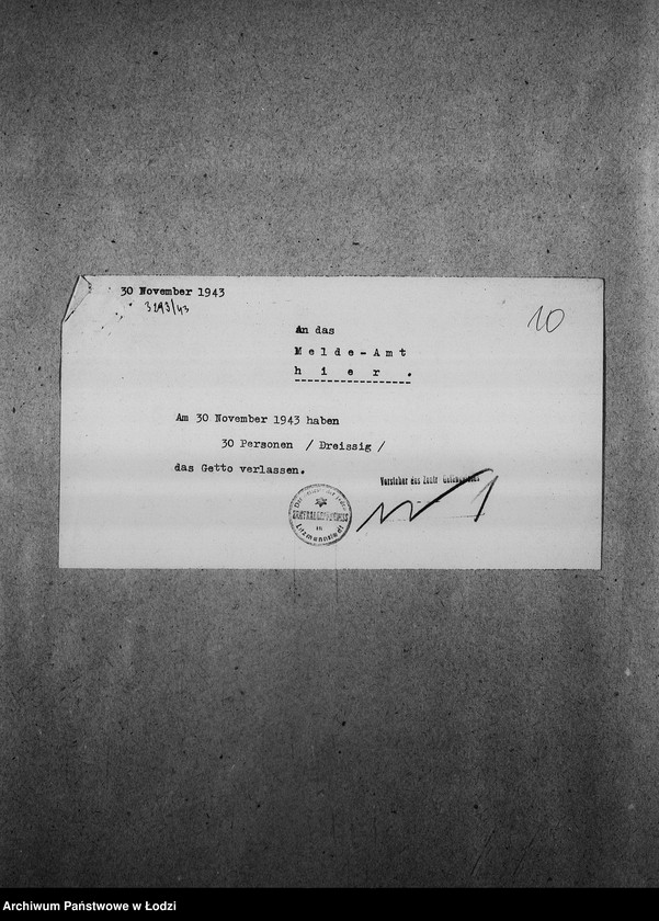 Obraz 13 z jednostki "[Pisma z Wydziału Prezydialnego, z Centralnego Więzienia i Wydziału Pracy zawiadamiające o przyjeżdżających i wyjeżdżających Żydach]"