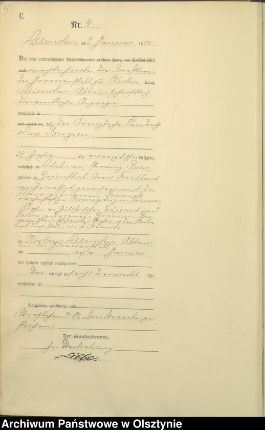 image.from.unit.number "Sterbe-Haupt-Register Tom I,Nr 1 - 399"