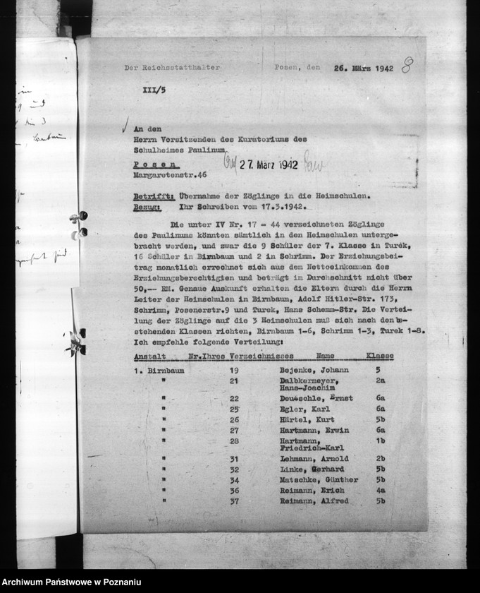 Obraz 12 z jednostki "Aufnahme der Schüler in die Oberschulen."