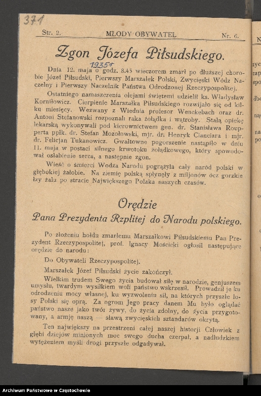 image.from.collection.number "85 rocznica śmierci Józefa Piłsudskiego"