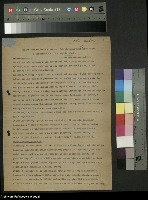Obraz 2 z jednostki "Protokół narady Sekretariatu Komitetu Centralnego [PPR z I-szymi] sekretarzami Komitetów Wojewódzkich"