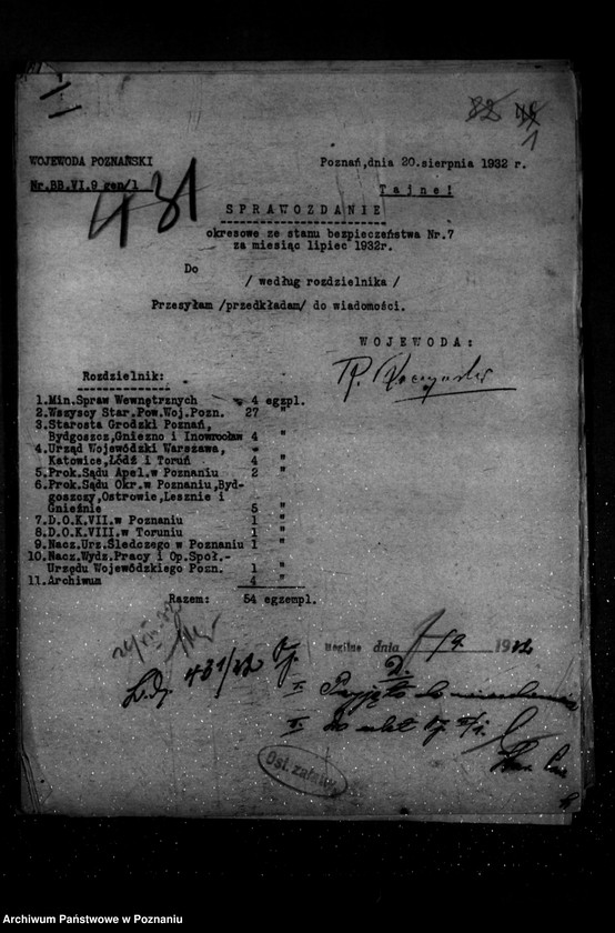 Obraz 5 z jednostki "Sprawozdania okresowe ze stanu bezpieczeństwa za miesiące lipiec-grudzień 1932 r. /nr 7-12/"