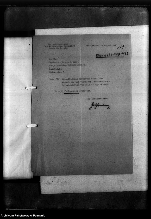 Obraz 16 z jednostki "Kreis Sieradz. Korespondencja w sprawie miejscowych Niemców, którzy zginęli w 1939 roku"