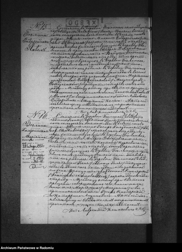 image.from.unit.number "Księga akt urodzenia, małżeństwa i zgonu par. rzym.-kat. Bieliny 1878 r."