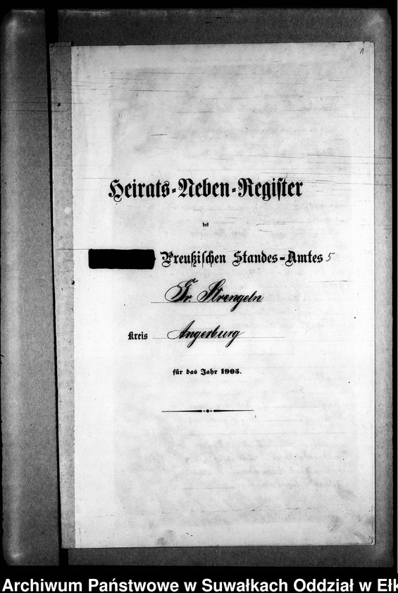 image.from.unit.number "Heirats-Neben-Register des Preussischen Standes-Amtes Gr. Strengeln Kreis Angerburg"