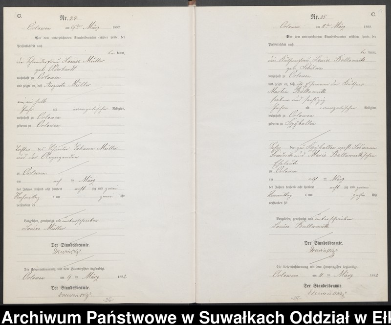 image.from.unit.number "Sterbe-Neben-Register des Preussischen Standes-Amtes [Orlowen] Kreis [Loetzen] für das Jahr 1882"