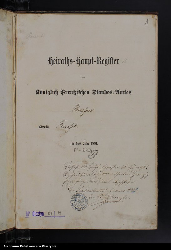 image.from.unit.number "Heiraths-Haupt-Register Nr 1 - 20"
