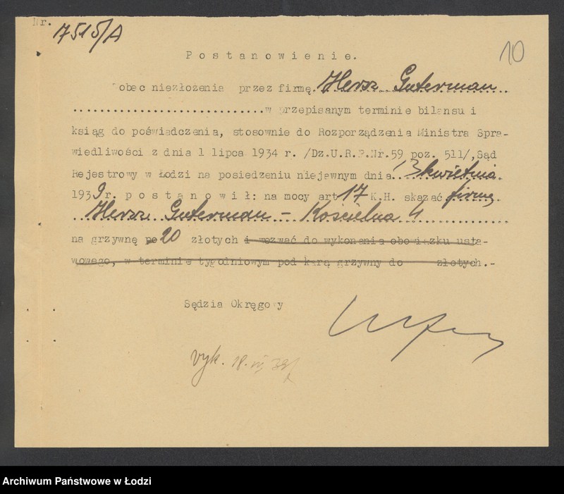 Obraz 12 z jednostki "Hersz Guterman- sprzedaż owoców"