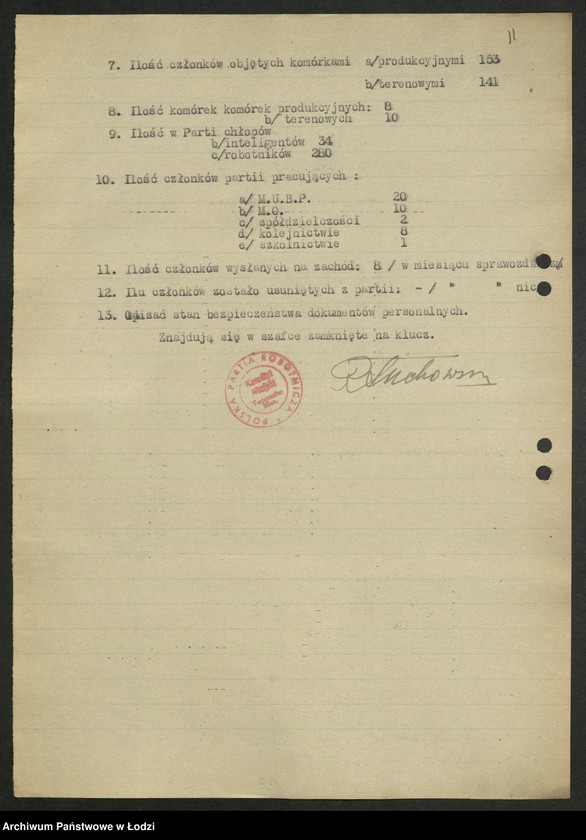 Obraz 12 z jednostki "Ankiety sprawozdawcze instruktora Komitetu Miejskiego Tomaszów Mazowiecki [z załącznikami]"