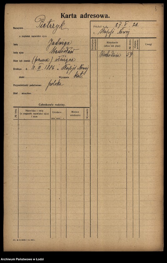 Obraz 10 z jednostki "[Spis ludności Łodzi] Pietrzak-Pietrzycki"