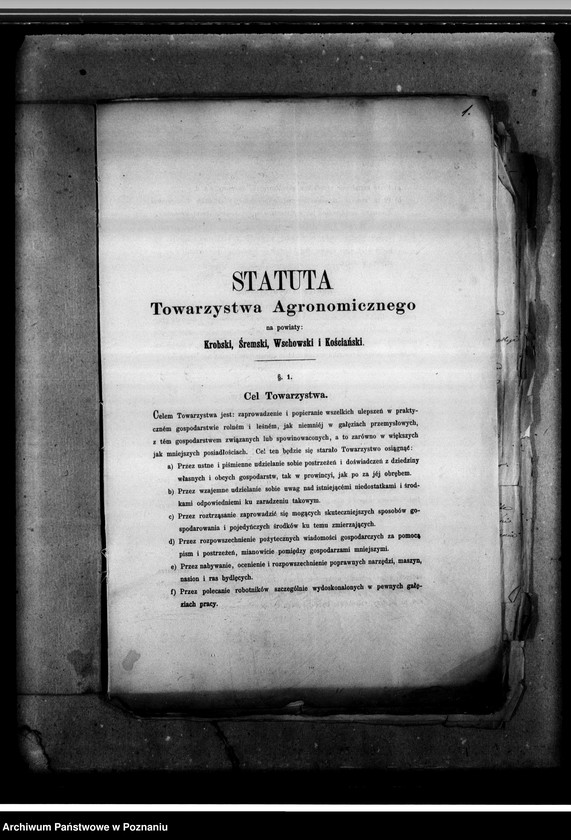 image.from.unit.number "Statut Towarzystwa Agronomicznego na powiaty: krobski, śremski, wschowski i kościański. Ustawy towarzystw rolniczych. Listy i składki członków. Korespondencja - sprawy bieżące."