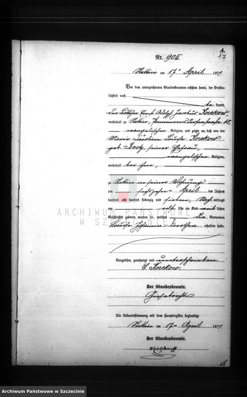 Obraz 19 z jednostki "Geburts-Register (Neben-Register) Band III"