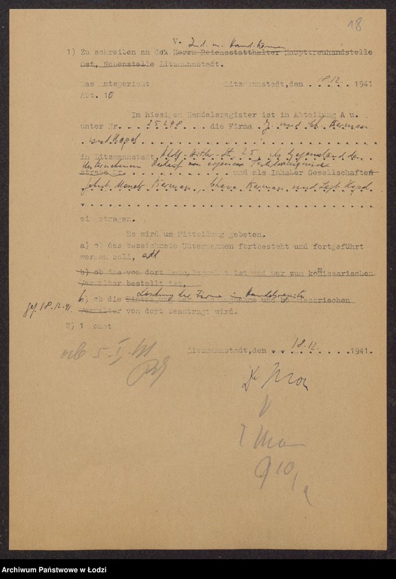 Obraz 20 z jednostki "Jakub Moszek Berman, Chawa Berman, Lajb Kopel- sprzedaż własnych wyrobów włókienniczych"