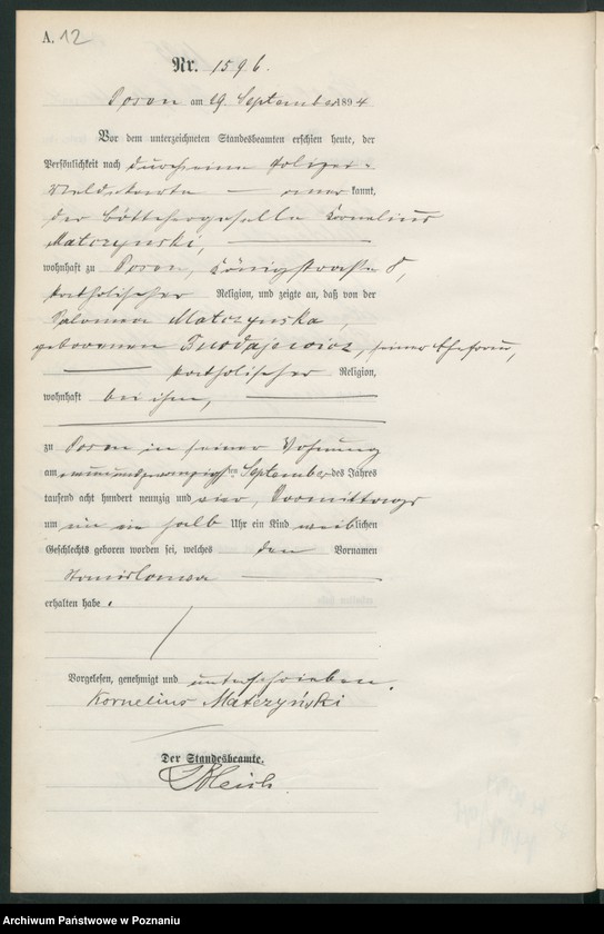 Obraz 15 z jednostki "Księga urodzeń t. V"