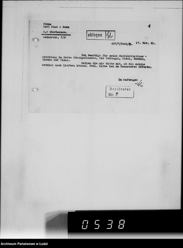 Obraz 5 z jednostki "[Korespondencja z urzędami, instytucjami i firmami] Lit.Pa-Qu"