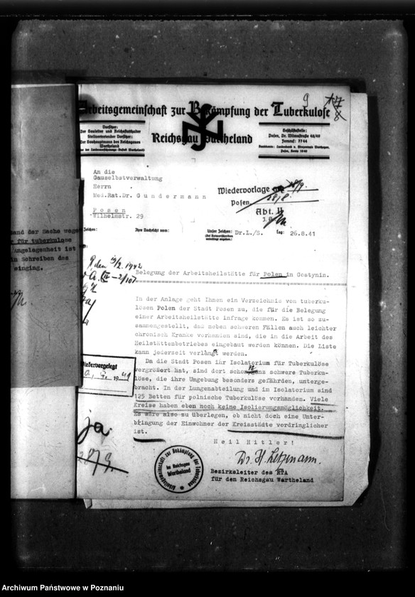 Obraz 13 z jednostki "Absonderung von Tbc-Kranken [Polen]."